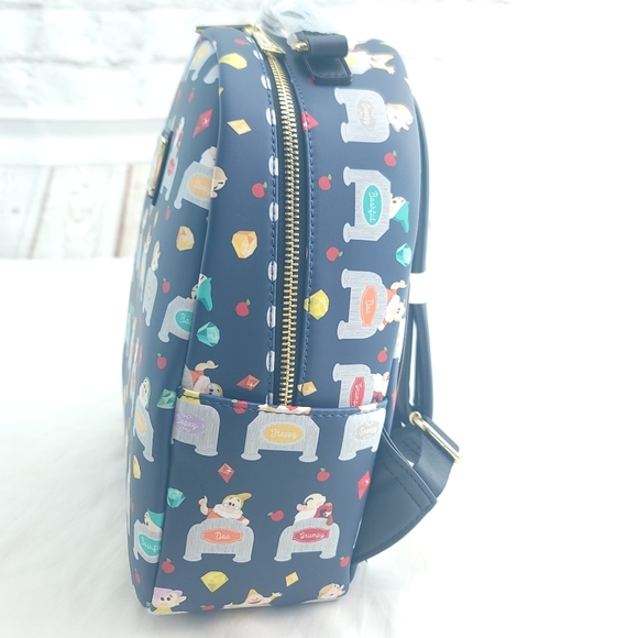 Loungefly Disney Snow White and the Seven Dwarves Beds Print Mini Backpack - Picture 4 of 7